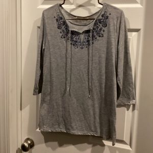 Faded Glory Grey 3/4 sleeves tunic top